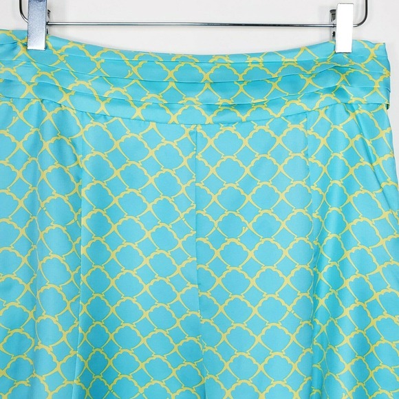 Lily Pulitzer Adeline Silk Skirt 6 Crystal Blue Pin Tuck Waist A-Line - Picture 4 of 12